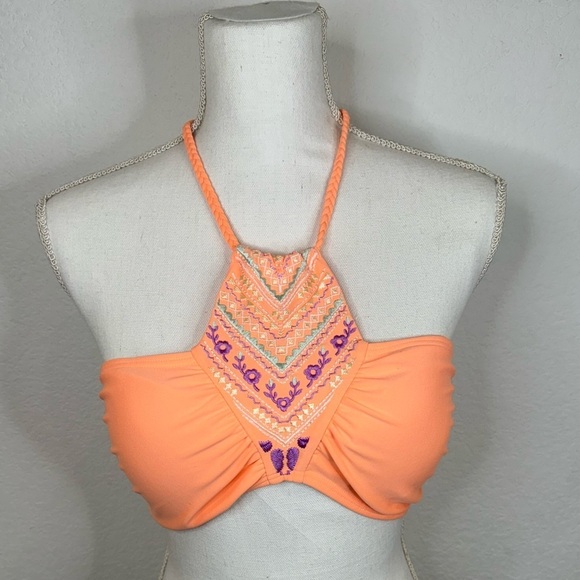 Ninety Six Degrees Coral Tribal Halter Top Bikini Top NWT - Picture 1 of 5